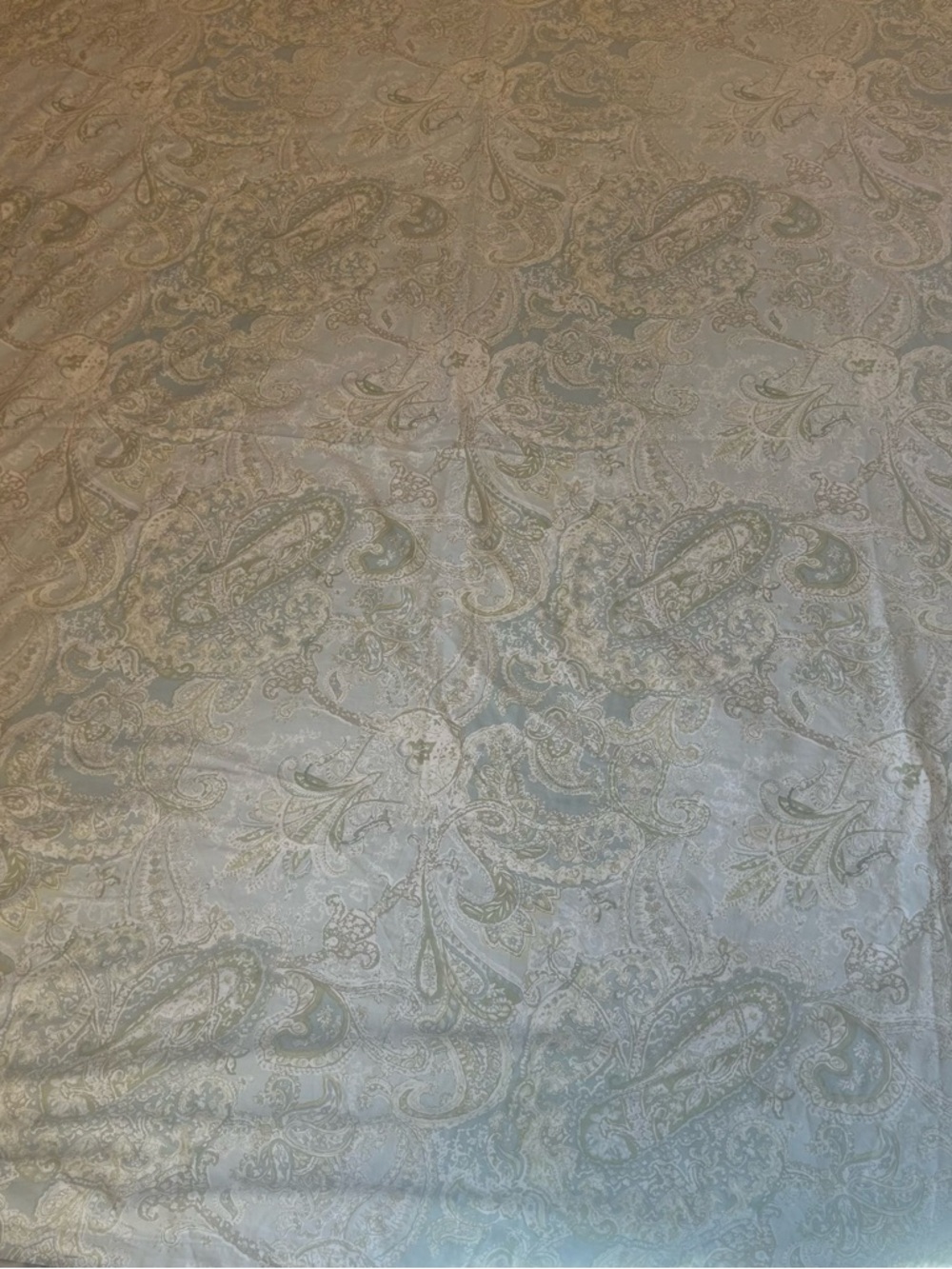Pottery Barn Paisley Jacquard Duvet in Sage and Cream Full Queen Cotton Boho